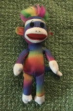 rainbow sock monkey beanie baby