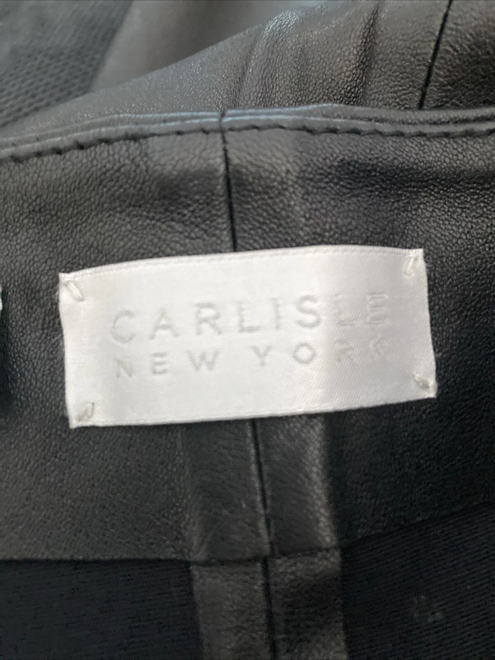 Falda negra vintage Carlisle talla 14 100 % cuero genuino hasta la rodilla cremallera nueva sin etiquetas Foto 4 de 4