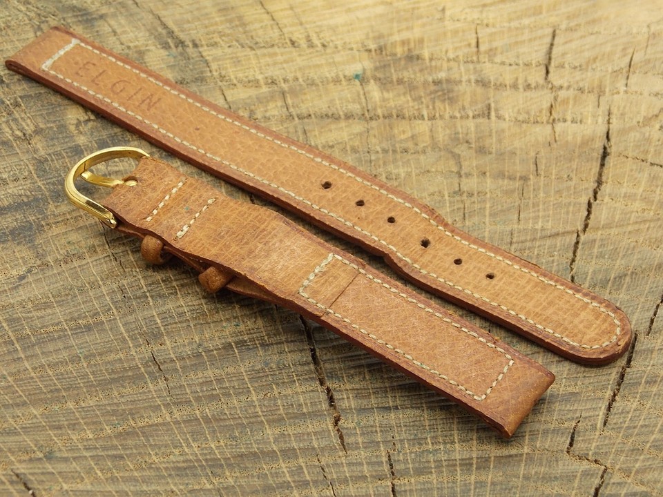 Vintage NOS Unused Watch Band Tan Pigskin w Gold Tone Buckle 13mm