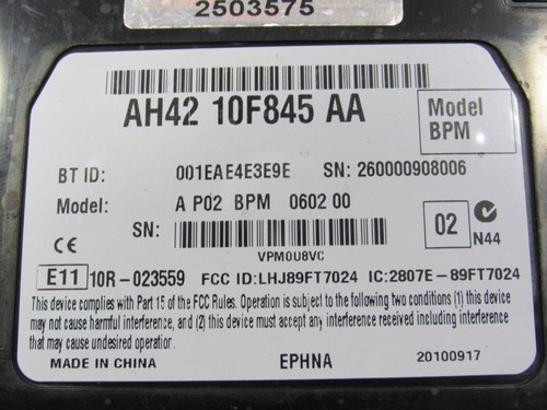 10-12 Range Rover L322 Sport L320 LR4 L319 Bluetooth Control AH42-10F845-AA 3575 - Picture 8 of 9