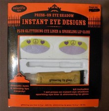 PRESS ON EYESHADOW 2PIECE INSTANT EYE PEACE SIGNS TATTOO KIT COSTUME MAKEUP