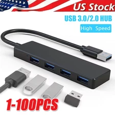 4 Port USB 3.0 Hub Splitter Multi Adapter 5Gbps High Speed PC Desktop Laptop LOT