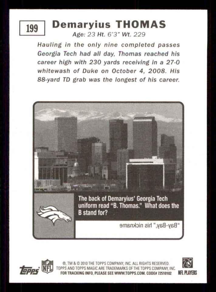 2010 Topps Magic #199 Demaryius Thomas RC - Image 2 of 2