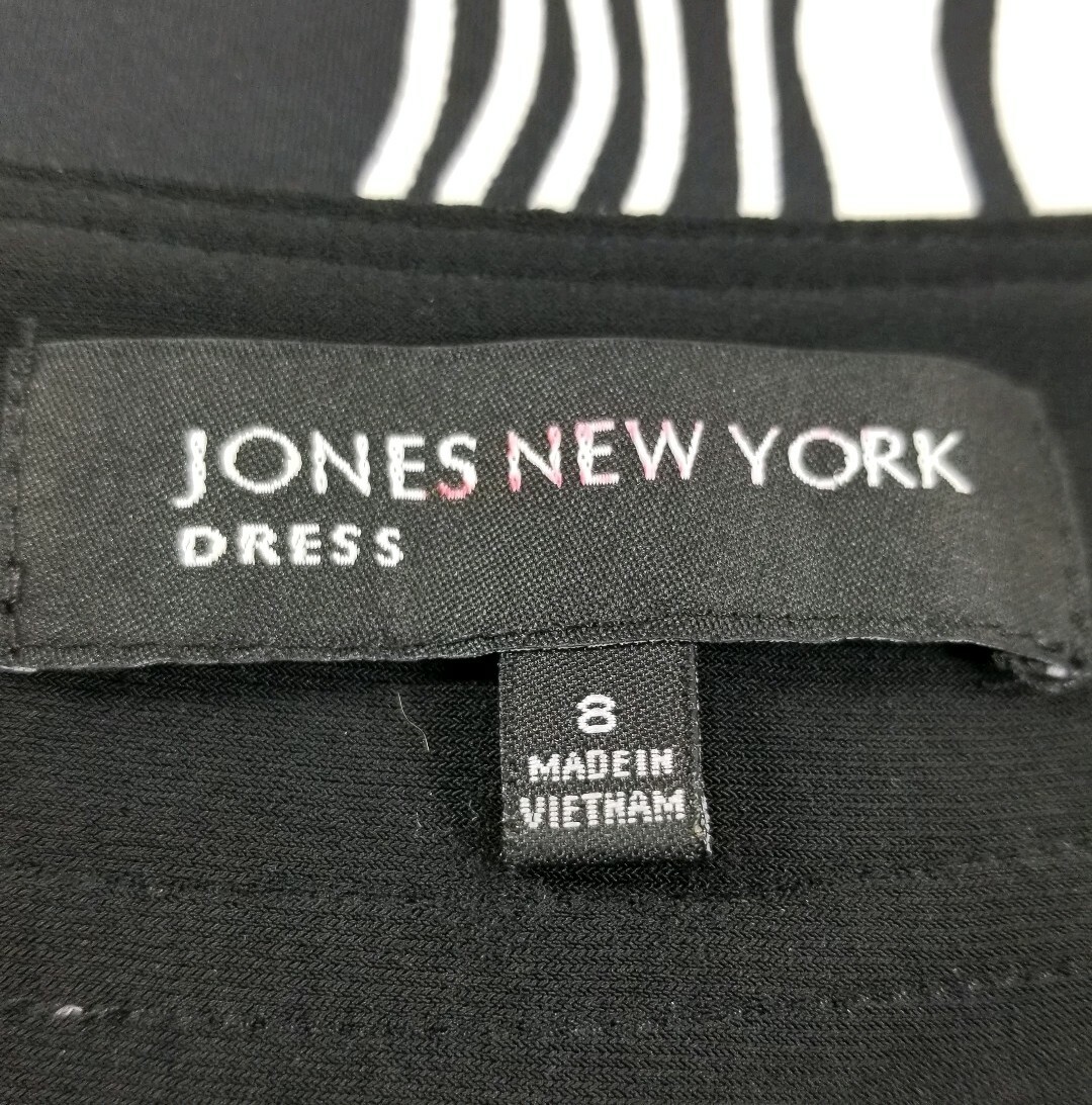 Robe Jones New York Taille 8 - Imprimé Géométrique, Manches 3/4, Maille Stretch