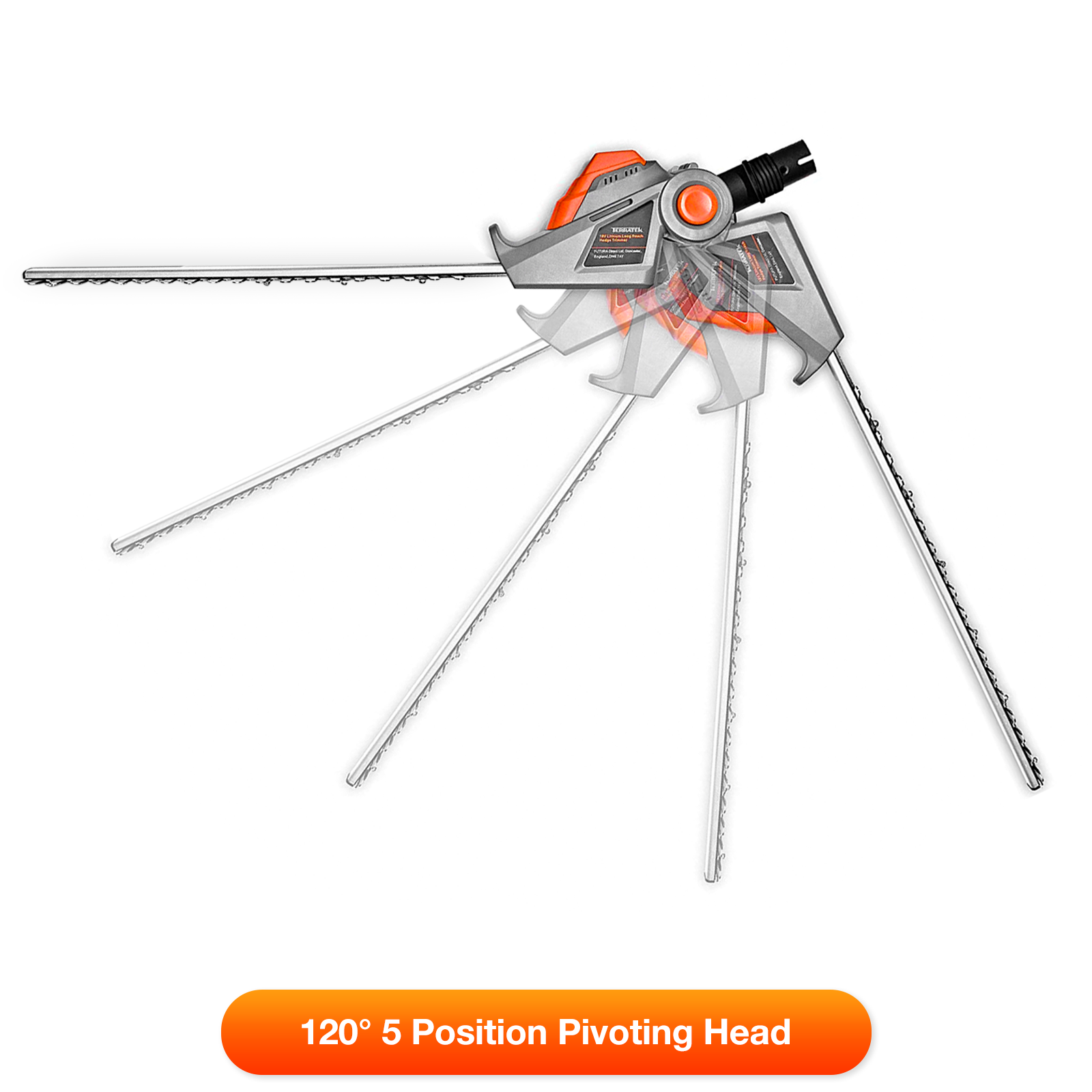 Terratek Telescopic Long Reach Hedge Trimmer 20V Long Reach TWO