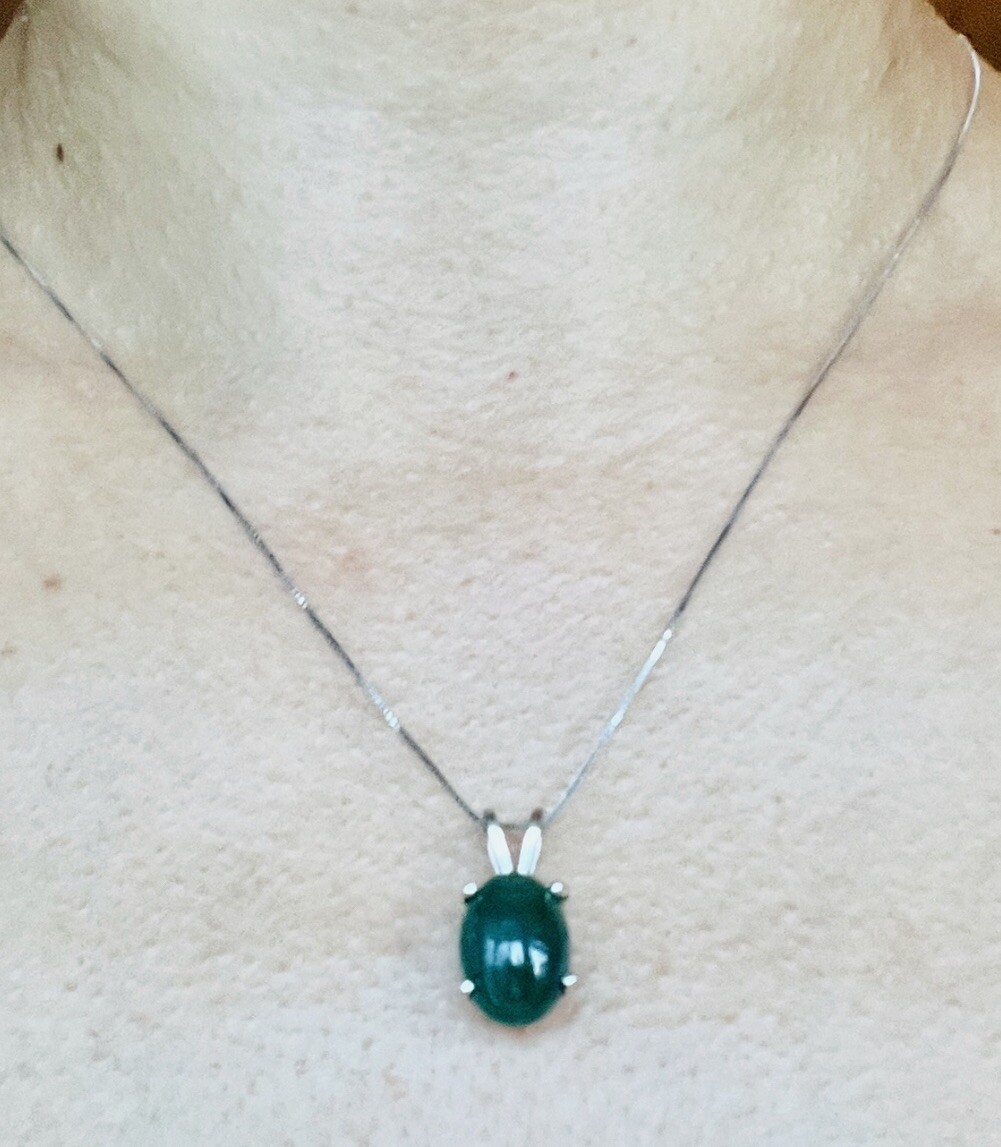 Natural Authentic Emerald 14K Solid Gold Pendant … - image 6