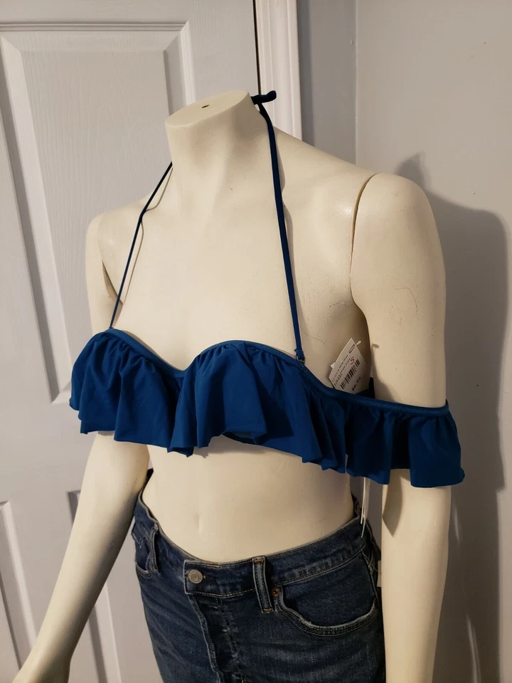 Top de bikini Radio Fiji verde azulado acolchado desmontable correas ajustables con aros mediano Foto 2 de 4