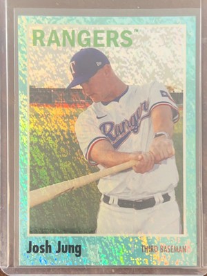 2024 Topps Heritage Josh Jung #107 Aqua Sparkle Foilboard /75