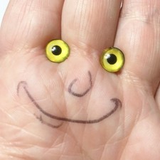 Morezmore M01588 2pc Glass Eyes Iris 8mm Yellow Flat Back Doll Puppet
