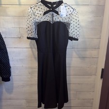 Women s Black with Polka Dot Dress 1950 s Retro Style Size M NEW