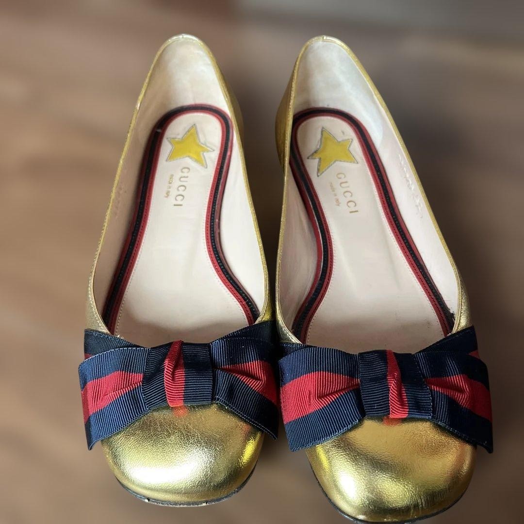Gucci Ribbon Flat Shoes Gold Star Design Size 37 US About 7 For Women thumbnail 2