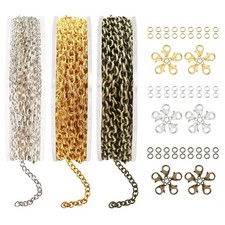 49 Feet Jewelry Making Chains 2mm Necklace Chains 3 Colors Metal Cable Ch