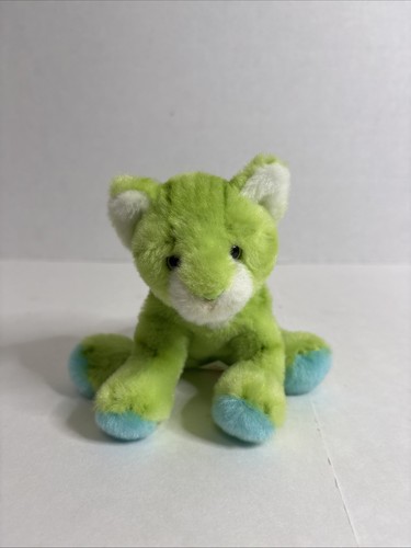 Rare Htf Russ Green Tabby Cat Plush Stuffed Animal Great Condition Cute