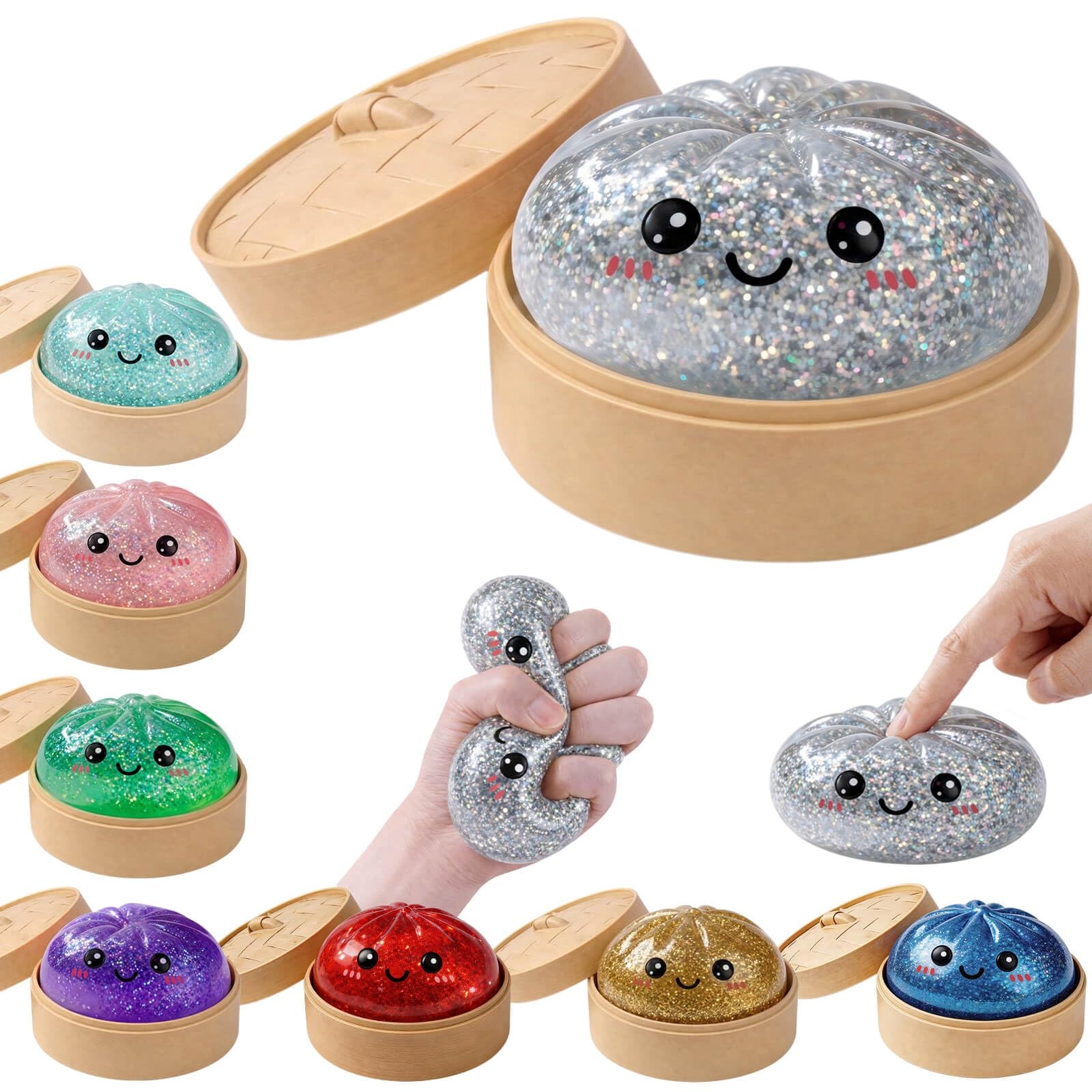 Glitter Dumpling Squishies Mystery Box Squeeze Toy, Easter Squishy Dumpling