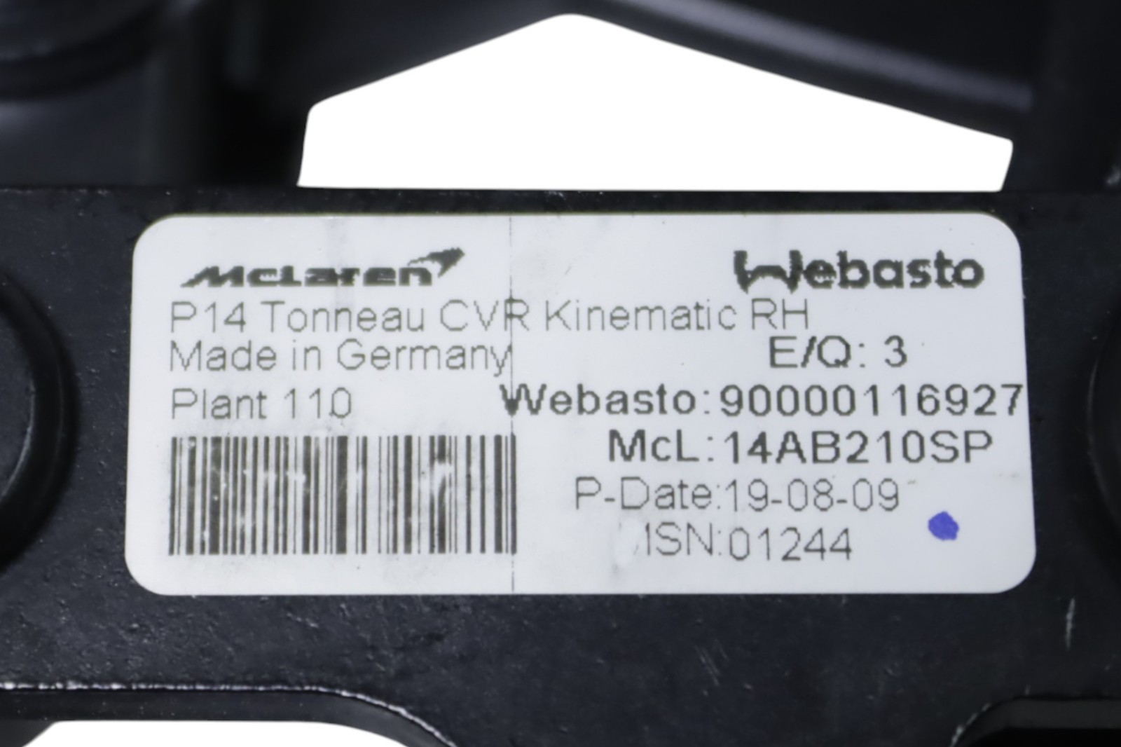 McLaren 720S Spider Rear Right Side Convertible Roof Hinge 2019 - 2023 OEM