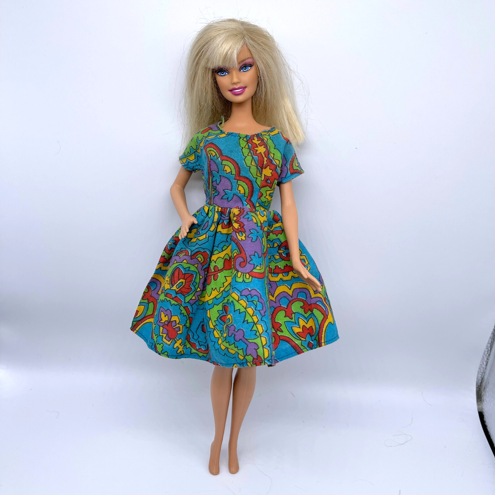 Barbie Fashion Doll Mattel Colorful Dress Blonde Bangs 2000's