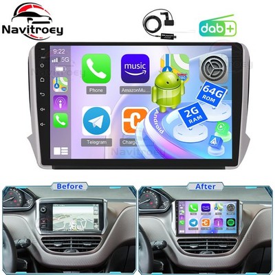 DAB+ Für Peugeot 208/2008 2012-2018 10.1'' Android 15 Autoradio GPS Navi BT WiFi