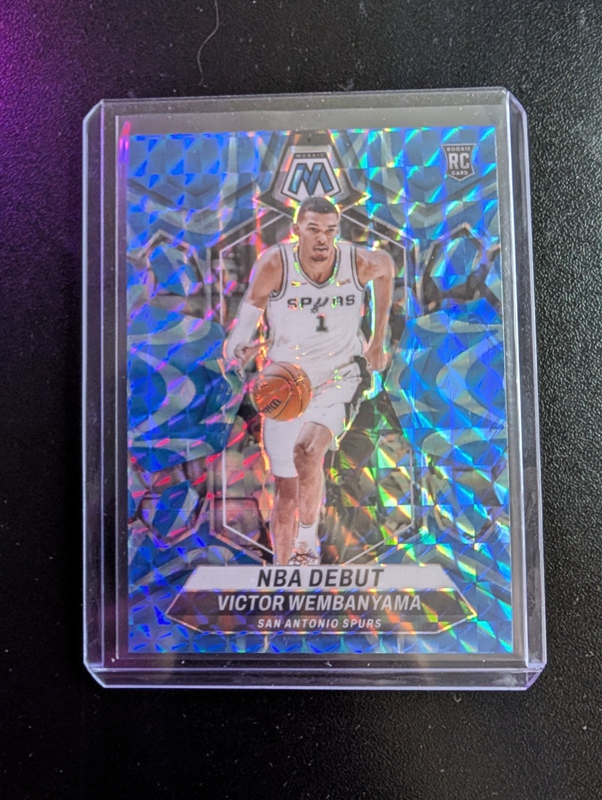 2023-24 Panini Mosaic - NBA Debut Victor Wembanyama #257 Reactive Blue Mosaic...