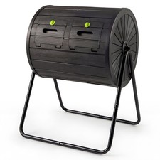 Image of Compost Bin Tumbler 142L Dual Chamber Lockable Garden Waste Container Black