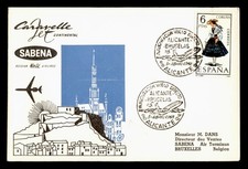 DR WHO 1968 SPAIN FIRST FLIGHT SABENA ALICANTE TO BRUSSELS BELGIUM w24638