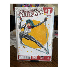 Marvel Amazing Spider-Man #1 blank cover Silk sketch done by Jason Ulrich 