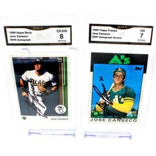 1986 1989 GMA Topps UpprDeck José Canseco Signed Baseball Cards Lot of 2 X1082-2