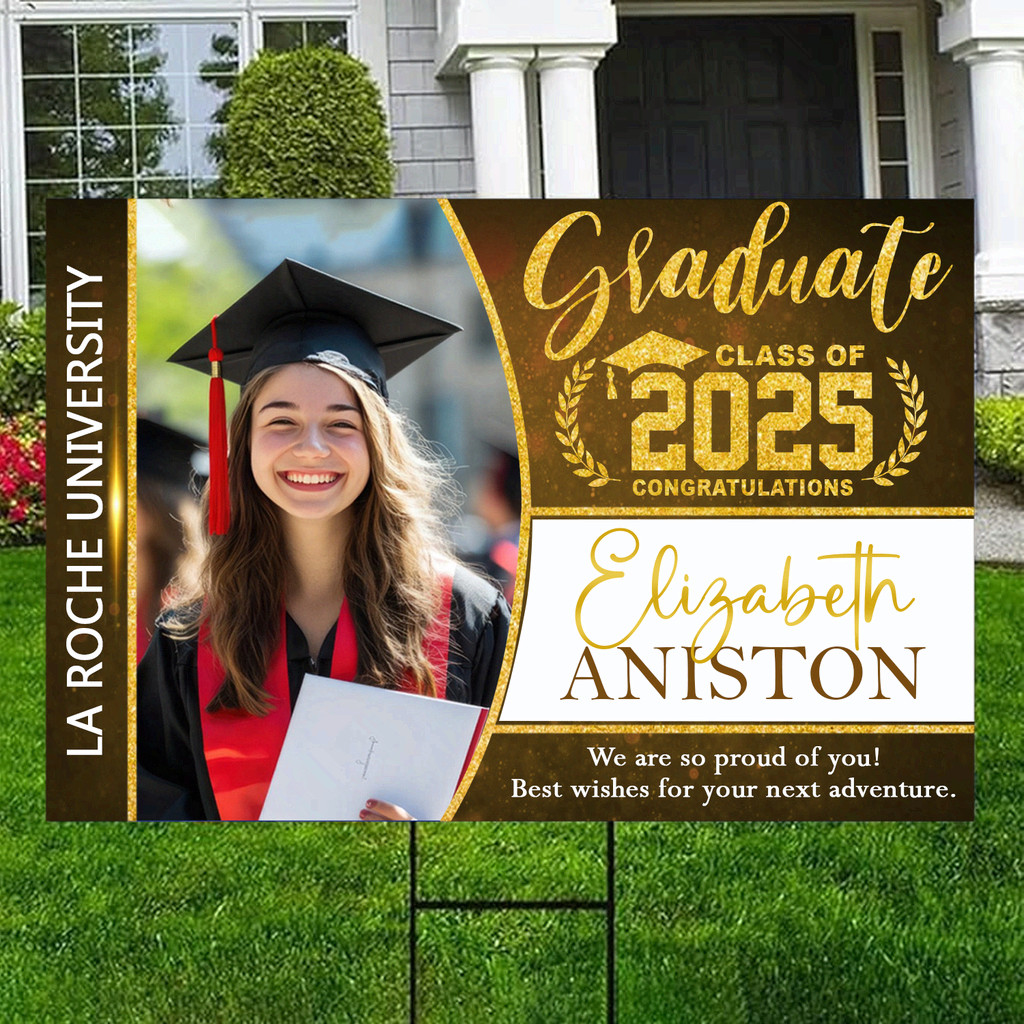 Personalized Congrats Grad Yard Sign With Photo, Custom Graduation Yard Sign