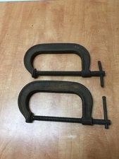 2x Vintage J.H. Williams Drop-Forged # 406 6" Deep Throat C Clamp - USA