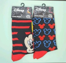 Disney Mickey Mouse Crew Socks Size 9-13 New with Tags - 2 Styles