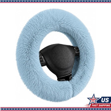 Steering Wheel Cover Fluffy Soft Wool Fur Womengirlsladiescolor Blue