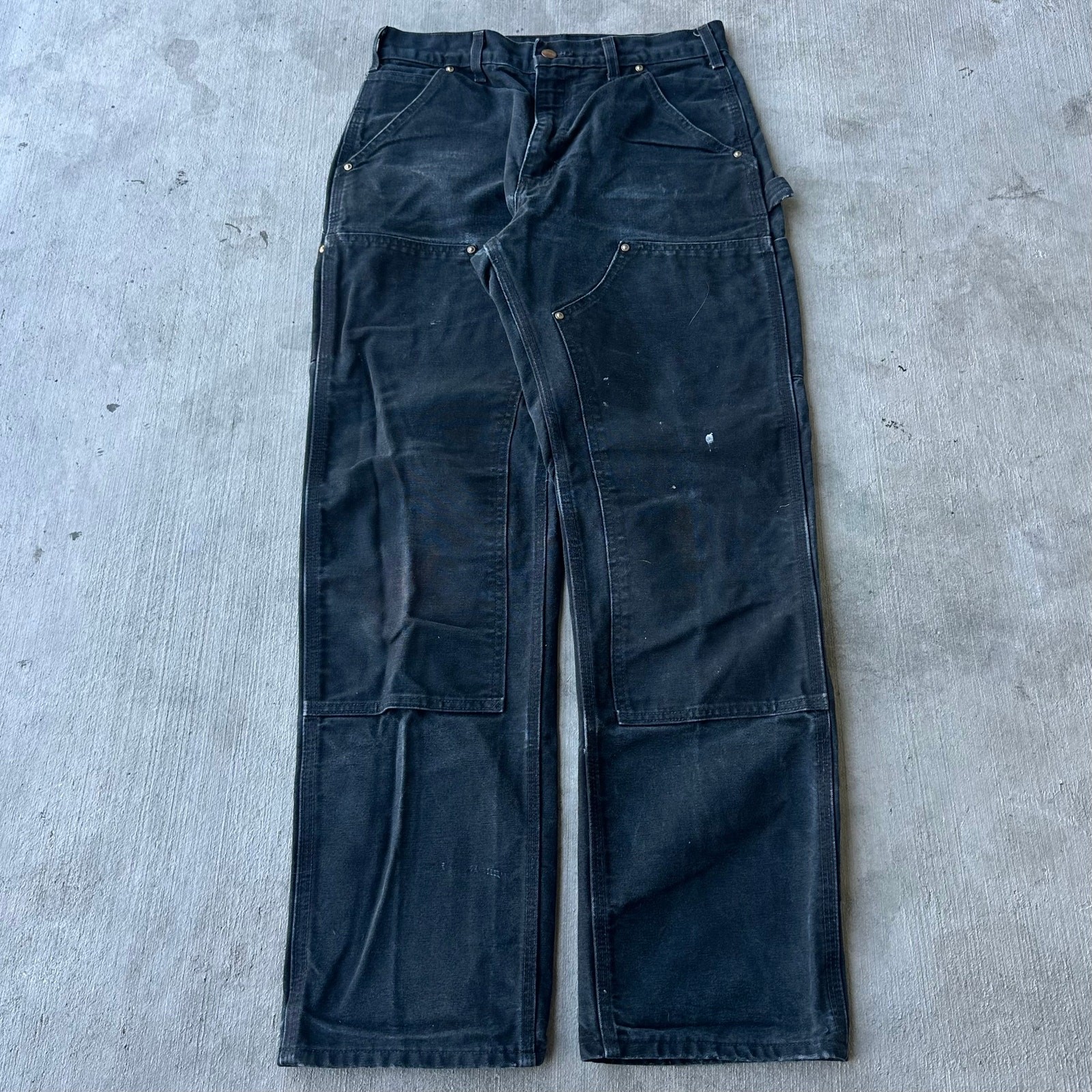 Vintage Y2K black Carhartt double knee work wear carpenter pants