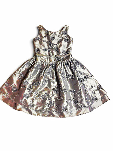 American Girl Silver Floral Embroidered Sleeveless Dress Size 7
