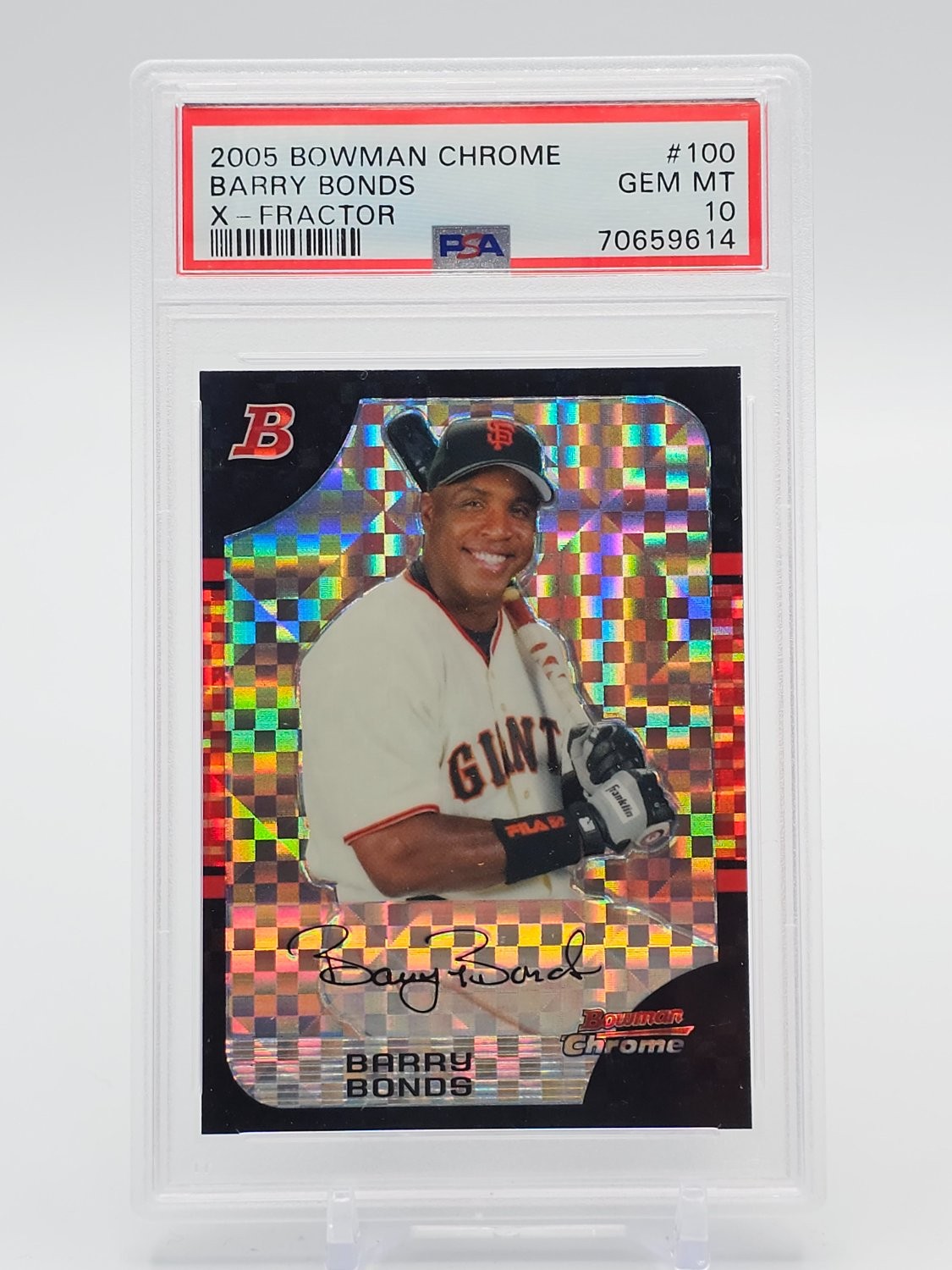 BARRY BONDS 2005 BOWMAN CHROME BASEBALL X-FRACTOR /225 #100 GIANTS PSA 10 Q4444