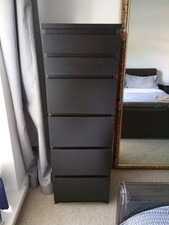 IKEA Malm Chest of 6 Drawers, White with Mirror Glass, 40cm x 48cm x 123cm table