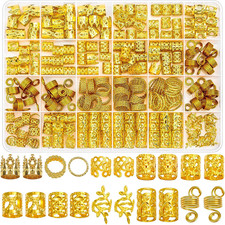 220 Pcs Gold Hair Jewelry for Braids, Loc Jewelry for Hair Dreadlock, Loc Charms