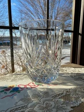 Lead Crystal Cut Glass Champagne Ice Bucket ~7.2" Diameter 8.7" Tall