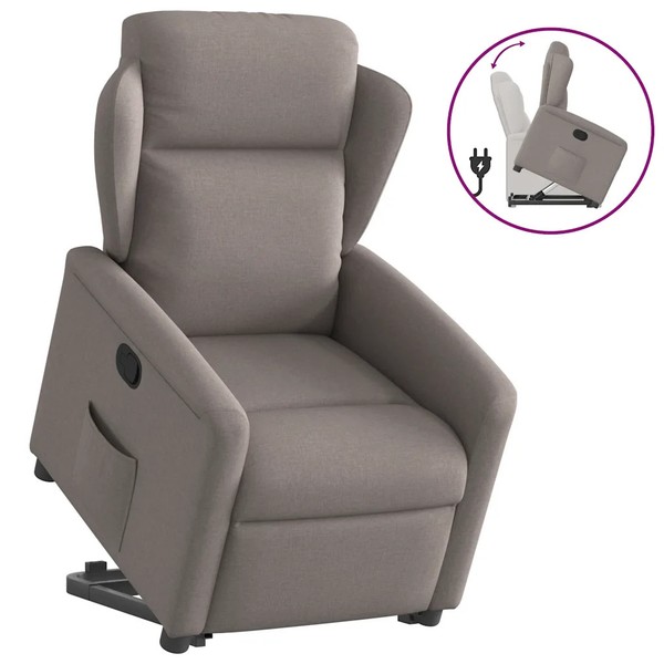 Relaxsessel Mit Aufstehhilfe Stoff Taupe Senioren Sessel Fernsehsessel-image