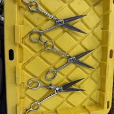  3 vintage rare E.C Lambert replaceable blade RH barber haircutting scissors