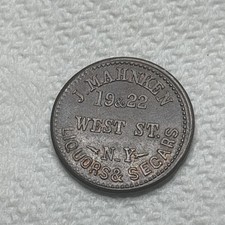 1863 Civil War Token, J. Mahnken Liquor & Segars, NY-630-AT, R-3, AU+ Nice! 👀
