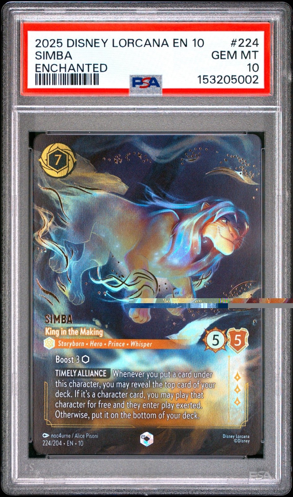 2025 Disney Lorcana En 10 Simba Enchanted #224 PSA 10 Gem Mint