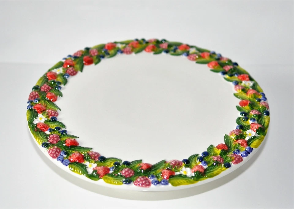 BASSANO KERAMIK Tortenplatte auf Fuß 30 cm FRUTTINI Beeren MEDITERRANES GESCHIRR - Bild 3 von 4