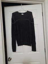 Calvin Klein Men's Pullover Sweater Large, Long Sleeve, Black Gray Ribbed