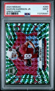 2024 Panini Mosaic Marvin Harrison Jr. Green Swirl Prizm /13 Rookie RC FOTL #283