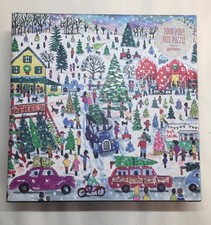 Galison Christmas Tree Farm 1000 piece foil puzzle COMPLETE with Poster