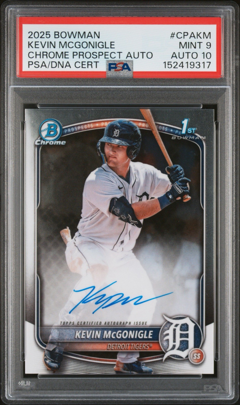 2025 Bowman Kevin McGonigle Tigers PSA 9 Auto 10