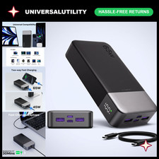 65W Portable Laptop Charger Power Bank 20000mAh, Fast Charging, Compact Design