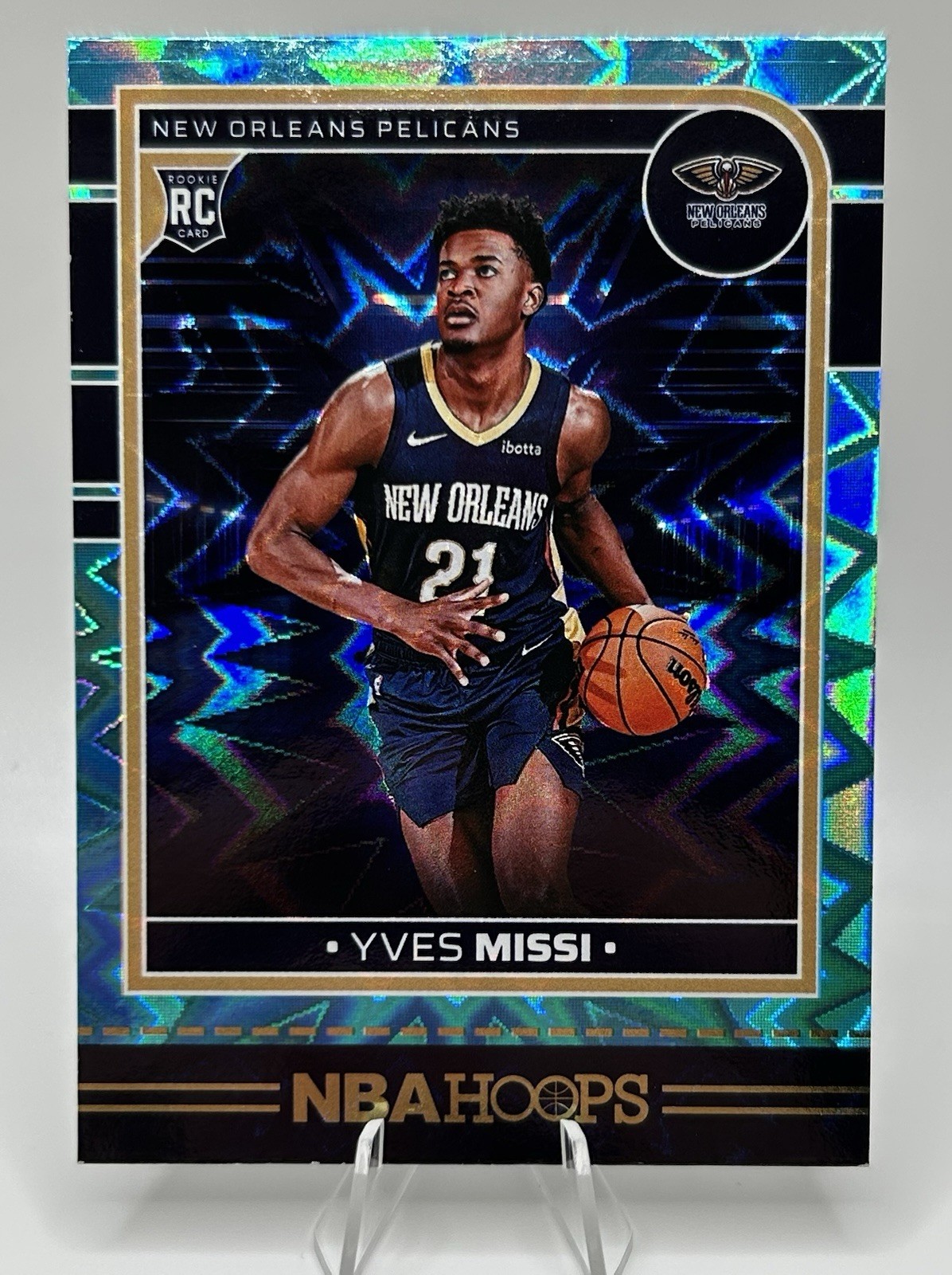 2024-25 Panini NBA Hoops -Rookies Teal Explosion #251 Yves Missi (RC) - Pelicans