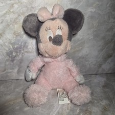 Disney Parks Baby Minnie Mouse Pink Pastel Plush Rattle Chimes Lovey Soft 9"