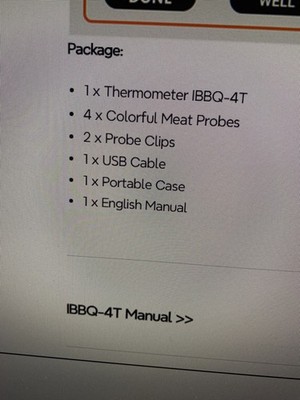 Inkbird WiFi Grill Thermometer IBBQ-4T, Wireless , 4 Probes Open box, unused