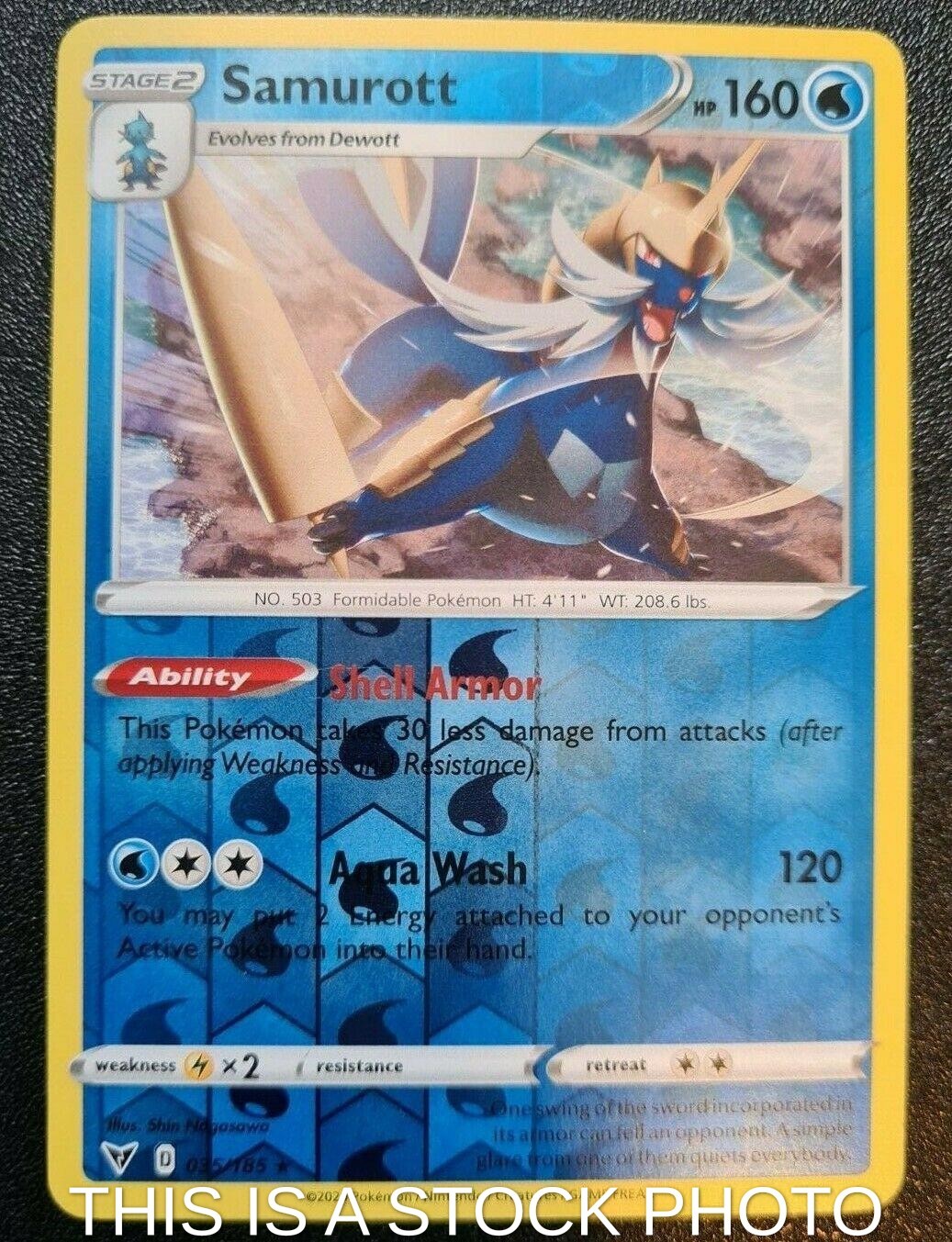 Samurott 035/185 SWSH04: Vivid Voltage Rare Pokemon Reverse Holofoil NM